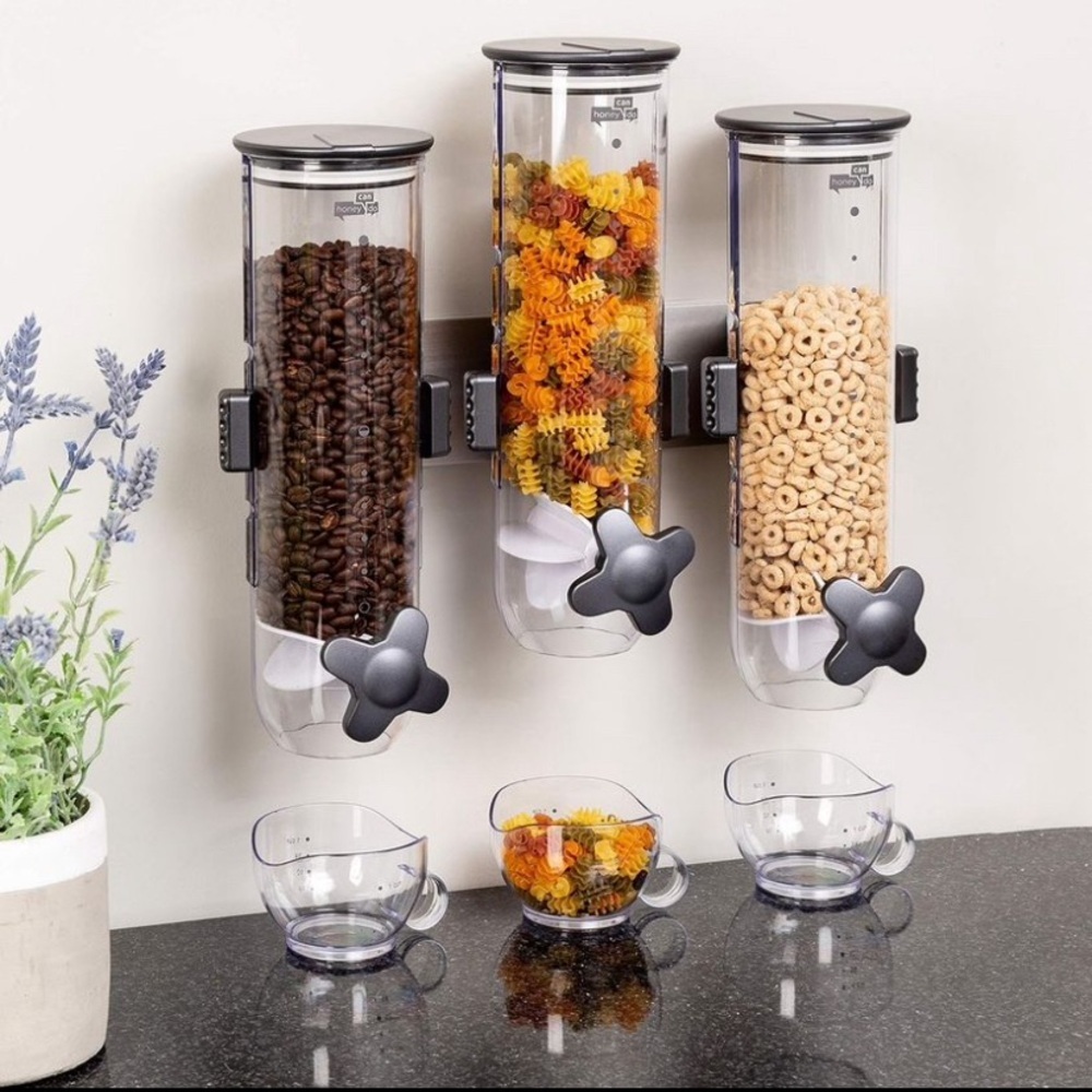 Wall-Mount Dry Food Dispenser - Clear with Black Accents